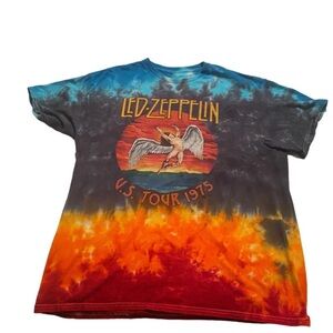 Led Zeppelin Shirt Mens Small Big Tie Dye US Tour 1975 Liquid Blue